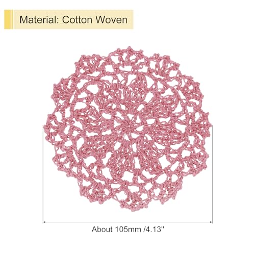 uxcell Fabric Coasters, 8pcs 4" - Cotton Woven Crochet Doilies, Lace Embroidery Cup Mat with Floral Pattern for Wedding Party Decoration (Leather Pink) - color: Leather Pink