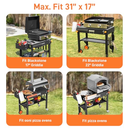 Grill Table for Blackstone 17/22 inch Griddle - color: Black-with Cover
