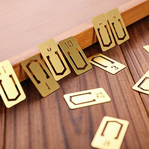 12pcs Brass Bookmarks, Mini Cute 1-12 Number Book Marks Ideal Gifts