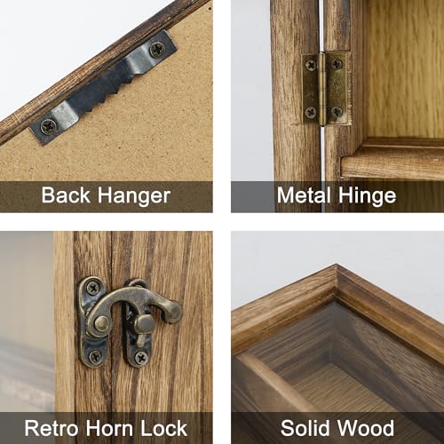 FramePro Shadow Box Frame Display Case 12x16 with Removable Shelves, Deep Memory Box Trinket Knick Knack Shelf Cabinet for Collector, Keepsake Coins Military Medals Wedding Flowers Real Wood - color: Carbonized Wood, size: 12x16