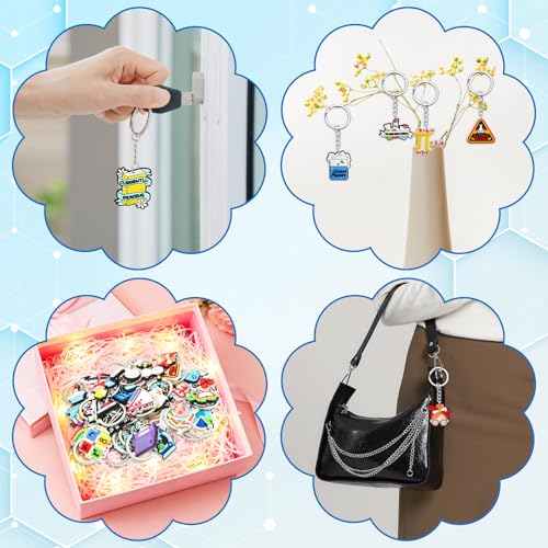 Cute Keychains Bulk, Keychain Charms Key Chain Trinkets Backpack Charms Accessories Keyring for Classroom Prizes - color: Science