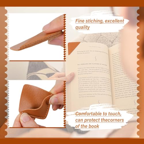 Leather Corner Bookmark, Wayzton 6 Pcs Square Page Book Marks for Women, Kids, Book Accessories for Reading Lover, Cute Handmade Book Reading Gift for Book Lovers - color: Square