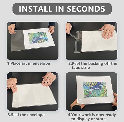 50 Pack Acid-Free Crystal Clear Sleeves Storage Bags for 12x12 Art Prints - size: 12x12 50 Pack