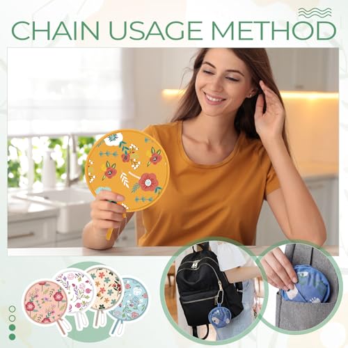 AceOrbit 24 Pcs Floral Round Foldable Hand Fans 8 Styles Japanese Foldable Fan Pop up Round Handheld Cooling Fan with Pouch for Women Purse Travel Outdoor Games Summer Wedding Party Favor Decoration - style: Vintage Flower