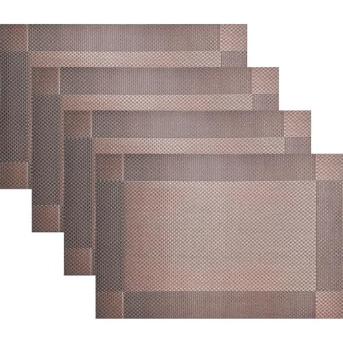 Vinyl Placemats Heat-Resistant Table Mats Washable Easy Clean Plastic Placemats for Dining Table Set of 4 (Brown) - color: 01: Brown, size: 4 Placemats