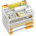 5 Tier Paper Letter Tray Desk Organizer with Pen Holders - White - color: 5 Tier-White, size: 12.5" x 9.1" x 10.3"
