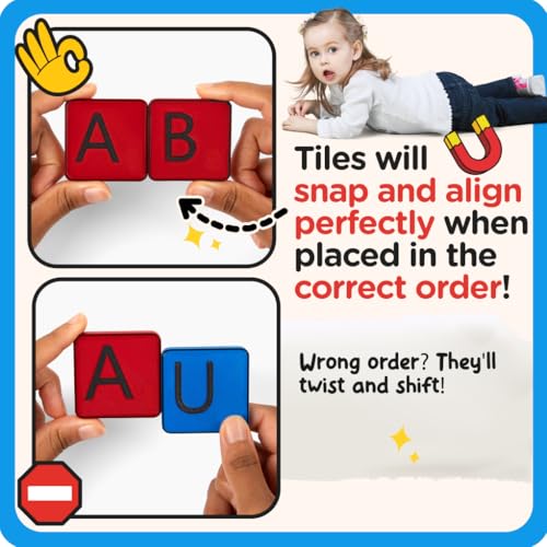 Learn Your Name! Evelyn Personalized Self-Correcting Magnetic Tiles. First Birthday, Christmas Stocking, Easter, Educational Toy for Early Learning