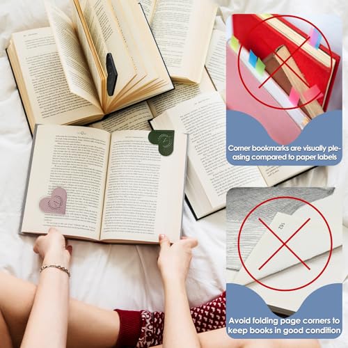 Initials Leather Heart Bookmarks 6 Pieces Cute Bookmark Couple Gift - size: Letter A, style: Alphabet Love (6 Pcs)
