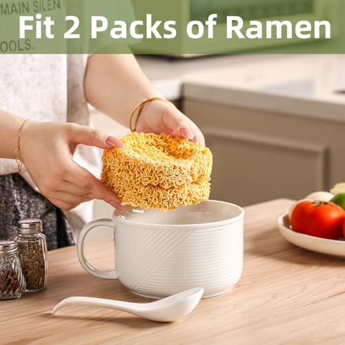 Soup Bowls with Handles, Microwave Safe 38 Oz, White - color: White 2 pcs