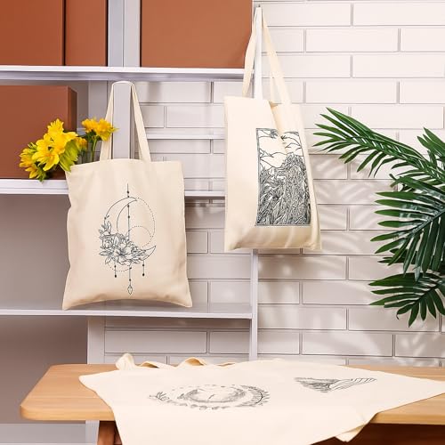Reginary 4 Pack Canvas Tote Bag, Aesthetic Tote Bag for Women, Artistic - style: Artistic
