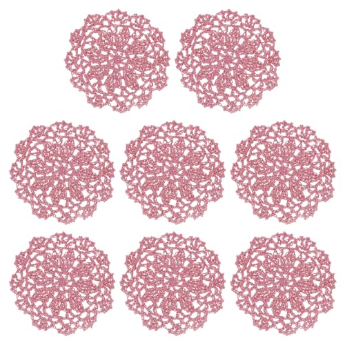 uxcell Fabric Coasters, 8pcs 4" - Cotton Woven Crochet Doilies, Lace Embroidery Cup Mat with Floral Pattern for Wedding Party Decoration (Leather Pink) - color: Leather Pink