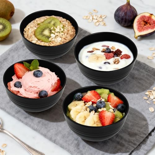 Wheat Straw Small Bowls Set of 6, Unbreakable 10 OZ Mini Dessert Bowls, Snack Bowl for Kitchen, Picnic, Microwave & Dishwasher Safe Bowl Set for Ice Cream, Fruits, Appetizer, Black - color: Black, size: 10 OZ