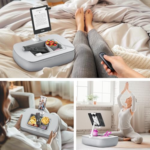 ERGONOV Tablet Pillow Stand with Snack Bowl,iPad Holder for Bed -Light Gray - color: Light Gray