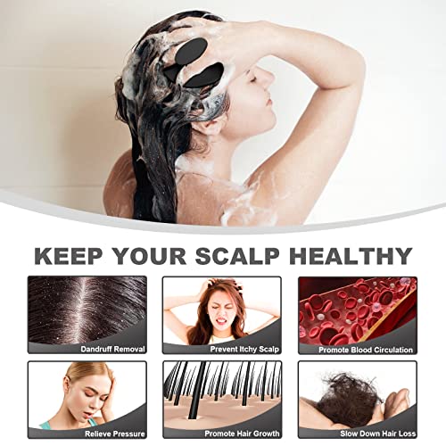 Meartchy Silicone Scalp Massager Shampoo Brush, Scalp Brush for Hair Growth & Dandruff Removal, Hair Scrubber Scalp Stimulator Exfoliator Brush with Soft Bristles for Wet Dry Scalp Care (Black) - color: Black