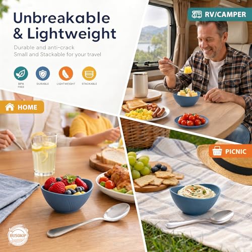 Snack Bowls Set of 6, Unbreakable Wheat Straw Bowls 10oz - Blue - color: Blue, size: 10 oz (6 PCS)
