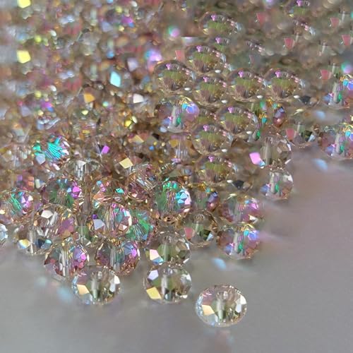 1200Pcs 4mm Crystal Glass Beads for Jewelry Making Beads for Bracelets Necklace Pendants Making Supplies(Silver Champagne) - color: Silver champagne, size: 4mm 1200pcs