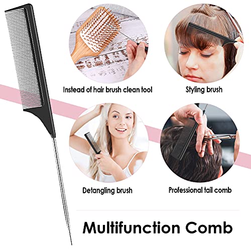Sofmild Bamboo Hair Brush with Tail Comb, Pink Cushion Paddle Brush - color: Rose