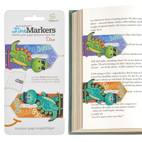 Thinking Gifts Magnetic Linemarker Bookmark for Easy Tracking - Dinosaur - color: Dino