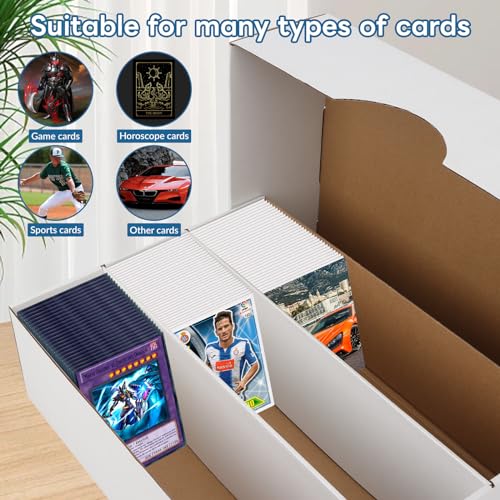 8 Pack Trading Card Storage Box, 2340 Count Card Storage Box White Sports Cards Organizer Box Trading Cards Box for Storing Protecting and Organizing Soccer Basketball Game Cards - style: 8 Set-1