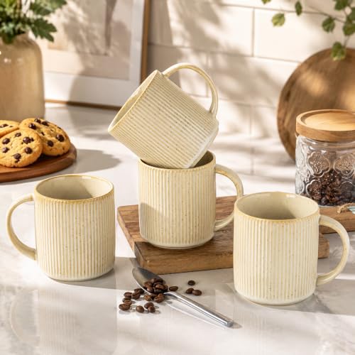 theterra Ceramic Coffee Mugs Set of 6, 14.2 oz Coffee Cups with Handle - color: Cappuccino, size: 14 OZ (Set of 6)