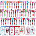 50 Pack Valentines Day 4-in-1 Multicolor Cute Animal Pens with Valentines Cards Bags Retractable Fun Ballpoint Pens Bulk for Classroom Prize Office School Gift Exchange - color: Valentines Multicolor