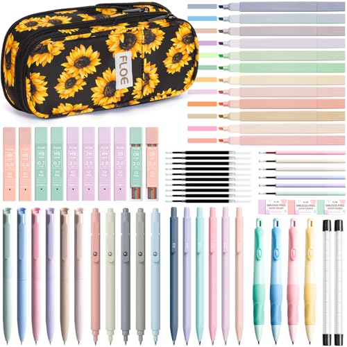 65PCS Aesthetic School Supplies Back to School Supplies Cute Stationary Set - color: Sunflower