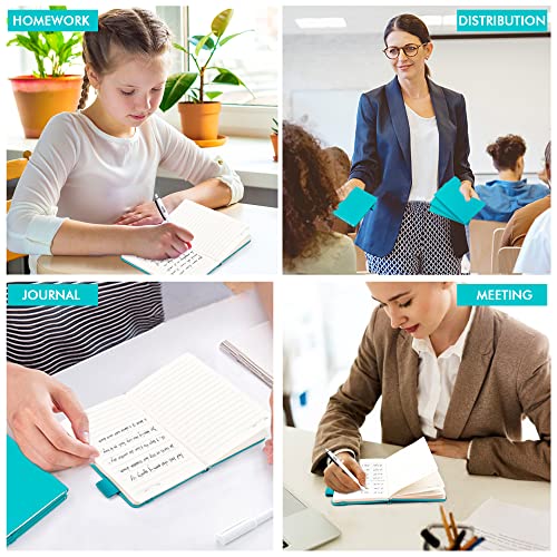 feela 6 Pack Pocket Mini Notebooks Bulk, Small Cute Memo Notepads Hardcover College Ruled Lined Journals with Pen Holder for School Business Work, with 6 Black Pens, 3.5”x 5.5”, A6, Emerald - color: A6 6 Emerald