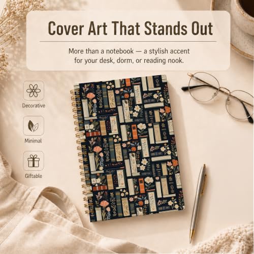 WDXIA Dark Floral Bookshelf Notebook 5.5x8.3 Inch - color: pattern-14