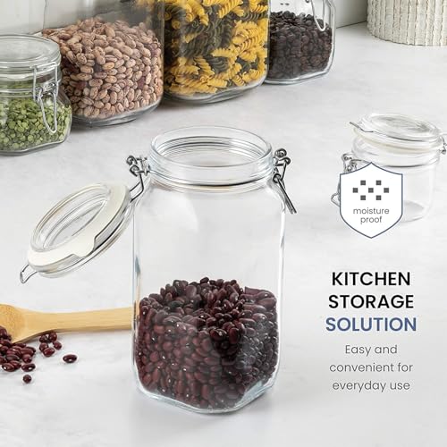 Bormioli Rocco Fido Glass Jar with Airtight Clamp Lid, 67.75 Oz - Clear