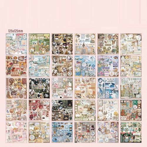 TIAMECH Cute Animals Pink Japanese Embroidery Stickers Book - color: Cute Animals