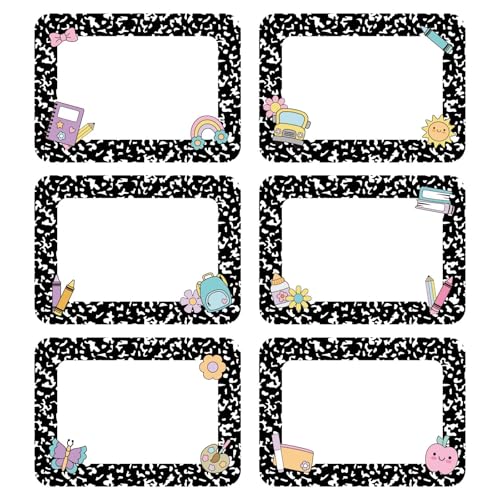 AmazingSpark 144 Pcs Composition Classroom Decor 3.5 x 2.5 in Name Labels