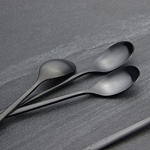 AOOSY 9-In Long Handle Spoon, Matte Black Coffee Stirrers, Set of 6 - color: B Long Black Spoon