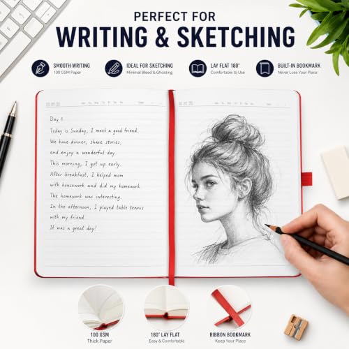 Heture Hardcover Notebooks, 6 Packs A5 Lined Journals Notebook for Writing 160 Pages, 8.2 x 5.5 inch, 6 Colors Classic Ruled Notebooks for College/Work/Travel (Assorted Color, 6 Pack) - color: Assorted Color, size: 6 Pack