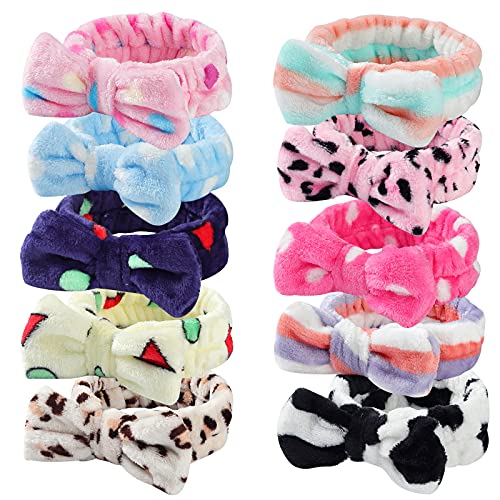 LAXIZAR 10 PCS Bow Headbands Shower Spa Headbands Headwraps for Women