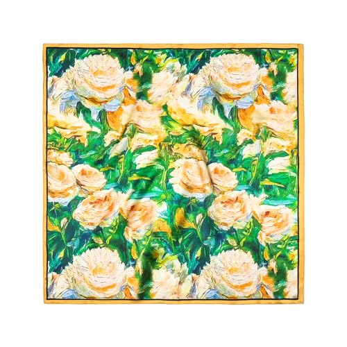 100% Mulberry Silk Scarf - 25.6" Square Neckerchief & Headscarf Gift Packed - color: Green-2