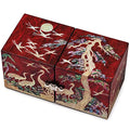 MADDesign Mother of Pearl Twin Cubes Jewelry Box Crane Pine Tree Red - color: Red