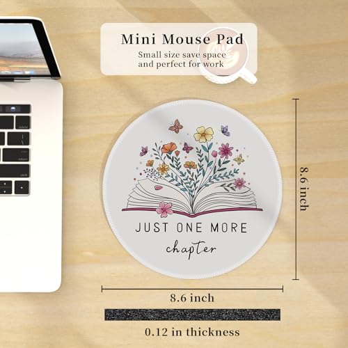 Hancynir Book Floral Round Mouse Pad, Small Mousepad for Office Desk Decor - color: Book Butterfly Flower