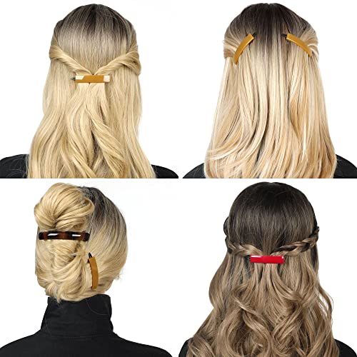 12pcs Hair Barrettes Set for Women and Girls, Hair Clips for Thick Thin Fine Hair, Non-metal Hair Accessories, Non-Slip Grip Handmade Snap Hairpin, BPA Free - color: SN7