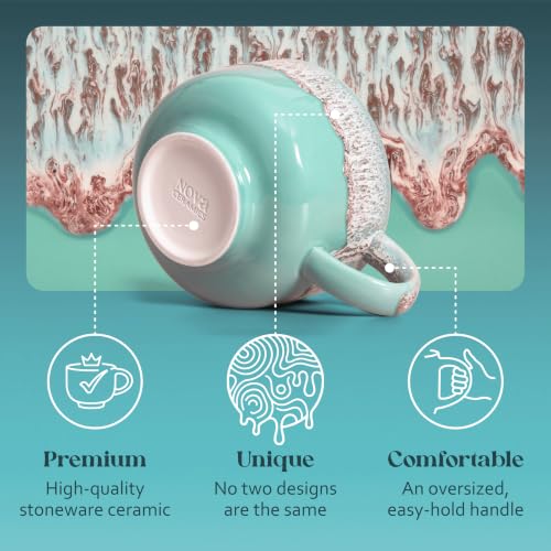 NOVA CERAMICS Mint Green Coffee Mug - 16 oz Ceramic Mug - Nebula - color: Nebula