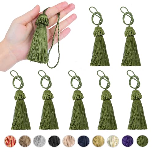 8PCS Tassel Key Colorful Tassel for Cord Loop,Elegant Handmade DIY Craft Accessory Home Decoration (Green) - color: Green