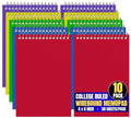1InTheOffice Wirebound Memo Pads, 4" x 6", College, Assorted, 50 Sheets/Pad, (10 Pads)