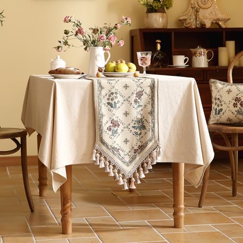 Patdrea Designer French Elegant Linen Table Runner,12"X71"-Audrey A - color: Audrey a Linen, size: 12"*71"