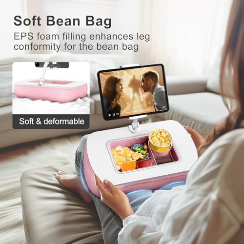 ERGONOV Tablet Pillow Stand for Lap with Snack Bowl and 360° Rotating Arm - color: Pink