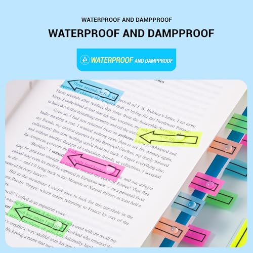 Golcellia Arrow Sticky Tabs & Flags - 900 Page Markers for Books, 5 Color Waterproof Tabs with Black Arrow Stickers - Ideal Page Markers Sticky Tabs for Books (9-Pack, 1.75"×0.53" mm) - color: Arrow, size: 7.9" x 5.5"