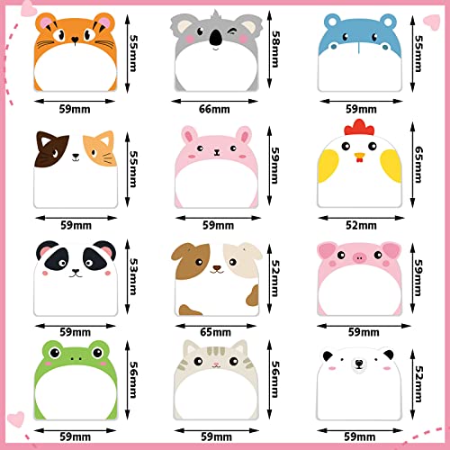Yinder 24 Pads Animal Sticky Notes, Cute Cartoon Memo Self Adhesive - color: Multicolor, size: Classic Animals
