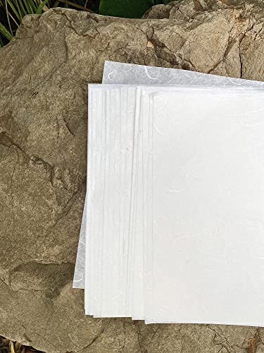 A4 Mulberry Paper 50 Sheets, Natural Fiber Mulberry Paper for Card Making, Watercolor, Calligraphy, Origami, Scrapbooking, Bookbinding & DIY Crafts (White Color, A4) (Pack of 2) - color: White Color, size: A4 (Pack of 2)