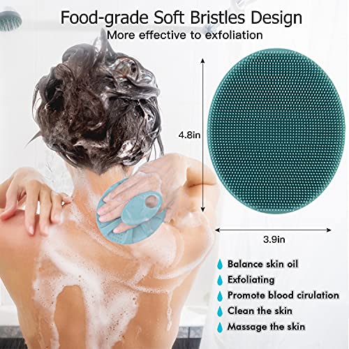 INNERNEED Silicone Body Cleansing Brush Exfoliating Scrubber, DGreen+Purple - color: Purple+dark Green
