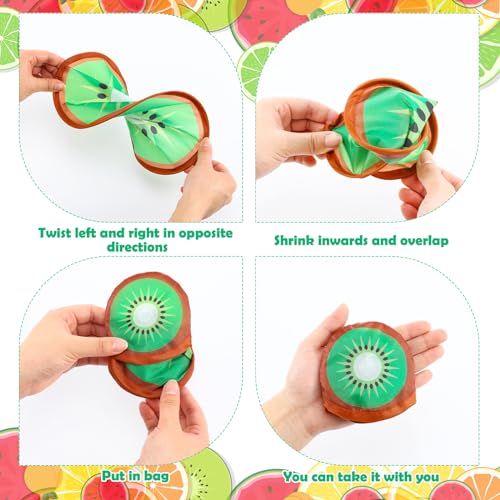 CroBlissful 6 Pcs Foldable Flying Fans 9.84'' Fruit Folding Fan Round