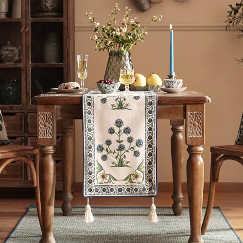Patdrea Designer Elegant French Linen Table Runner,12"X102"-Ivar B - color: Ivar B Linen, size: 12"*102"