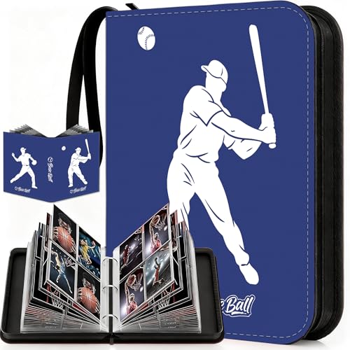 Baseball Card Binder, 400 Pockets, Protective Trading Card Album - color: Baseball-Blue, size: 400 Pockets